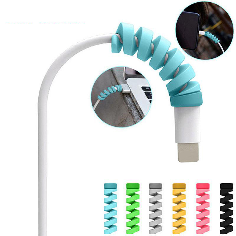 6 Chiếc Miễn Phí Vận Chuyển Bảo Vệ Cáp Dẻo Silicone Lớp Viền Cuốn Gọn Dây Dây Tổ Chức Cho Apple Iphone USB Sạc Cáp Dây