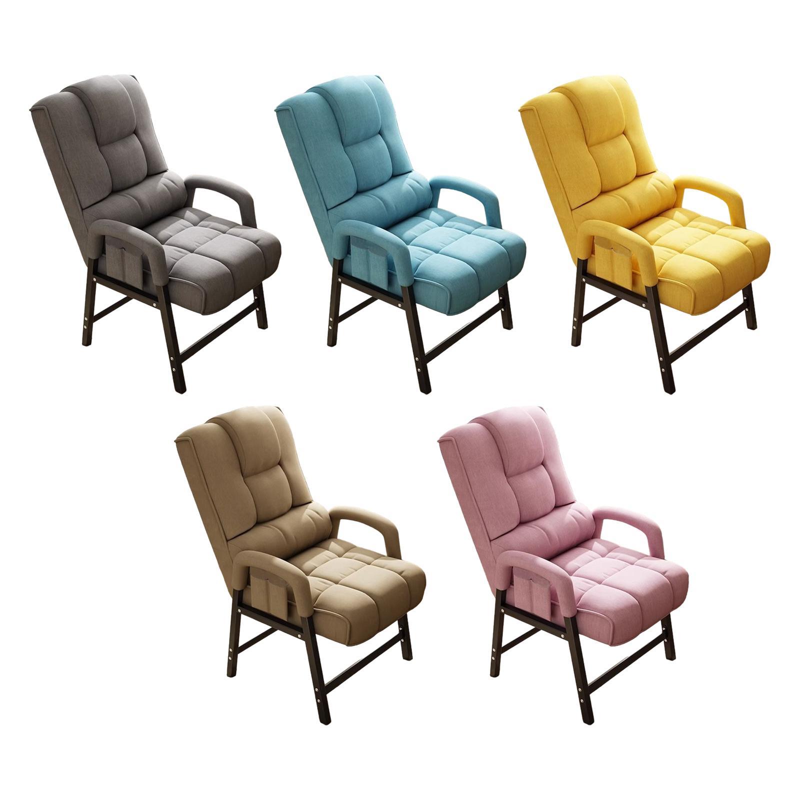 Desk Chair Padded Cushion Linen Soft Cloth Modern Computer Chair Adjustable Backrest for Office Livingroom Relax Reading Chair