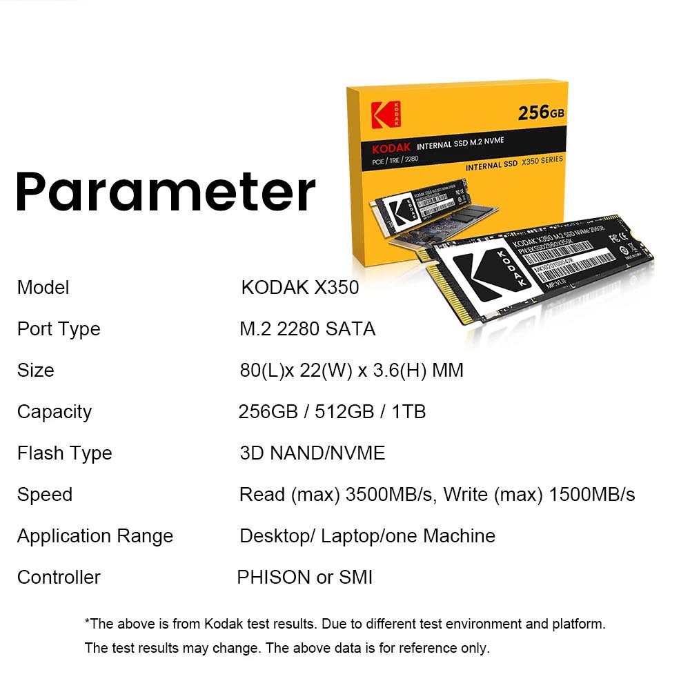 Kodak ssd m2 nvme gen3x4 pcie3.0 2280 m.2 m chave disco rígido de estado sólido interno velocidade de leitura de até 2500 mb/s para laptop desktop