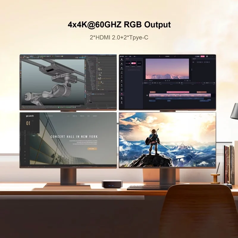 Chatreey T9 미니컴퓨터 인텔 Alder Lake N100 Windows 11 초소형 포켓컴퓨터 듀얼 SSD 풀기능 Type-C 4K 60Hz RGB
