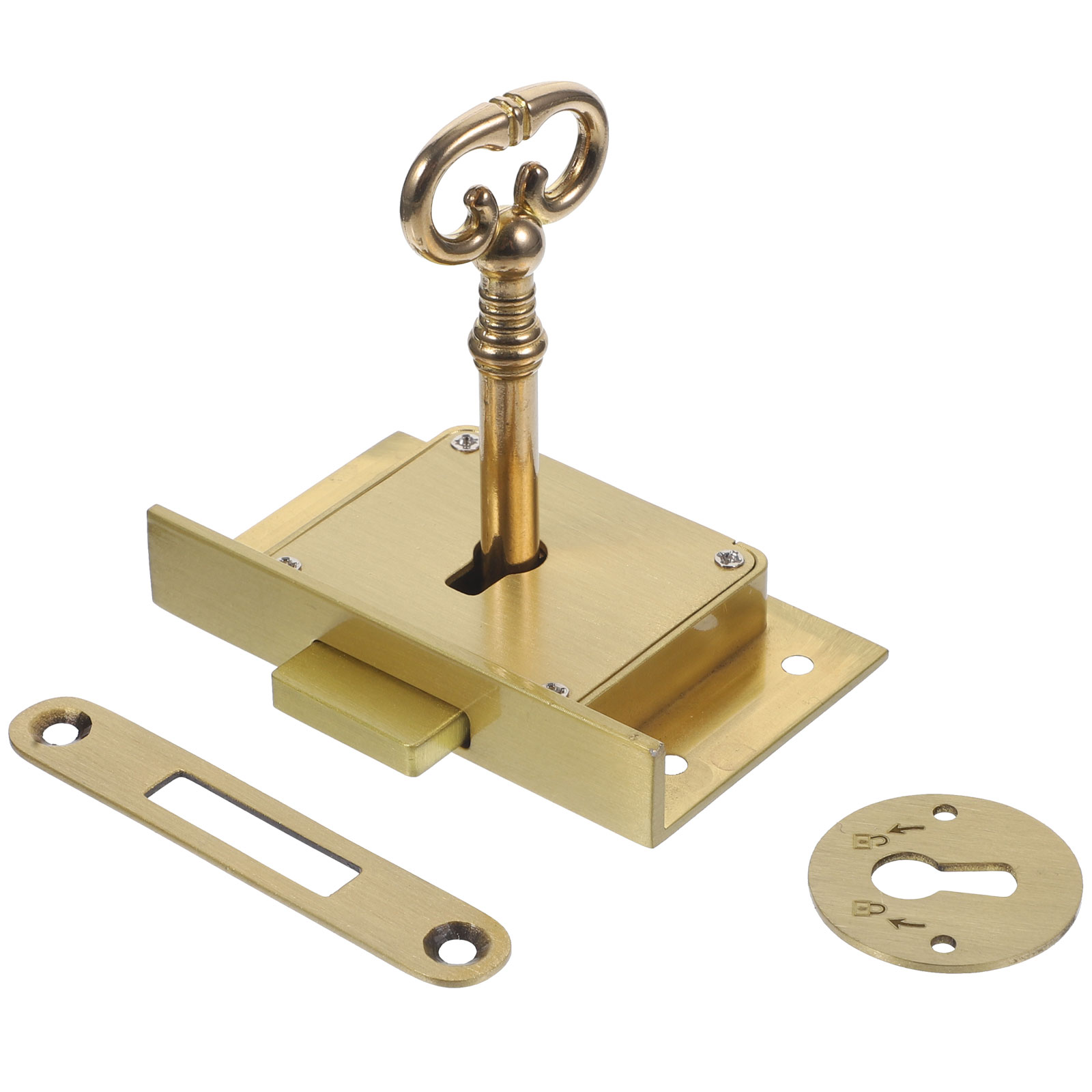 1 Set Square Brass Vintage Drawer Lock 4505B Dull Brushed Finish Furniture Cabinet Lock For Wooden Box File Filing Safe Storage