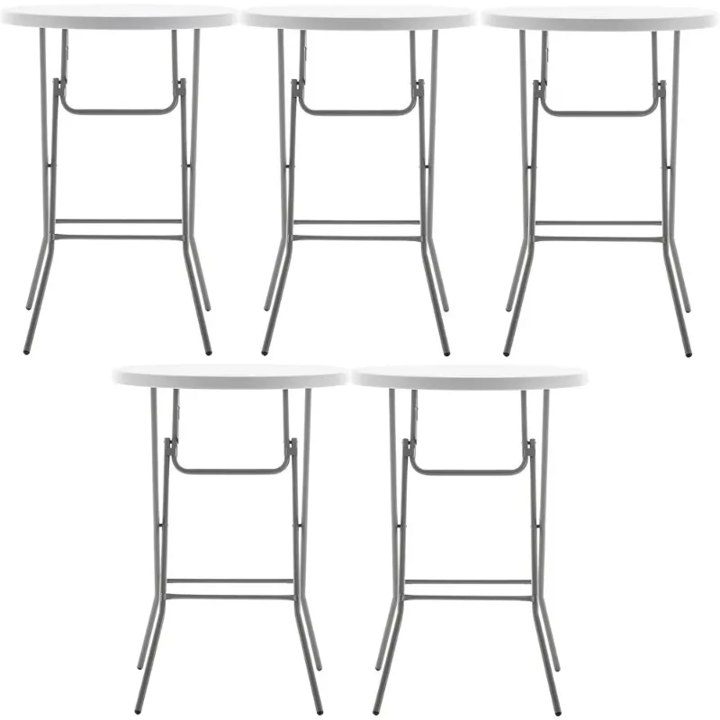32" Round 43" Bar Height White Granite Plastic Folding Table Portable Commercial Table Banquet Card Coffee Dining Table for