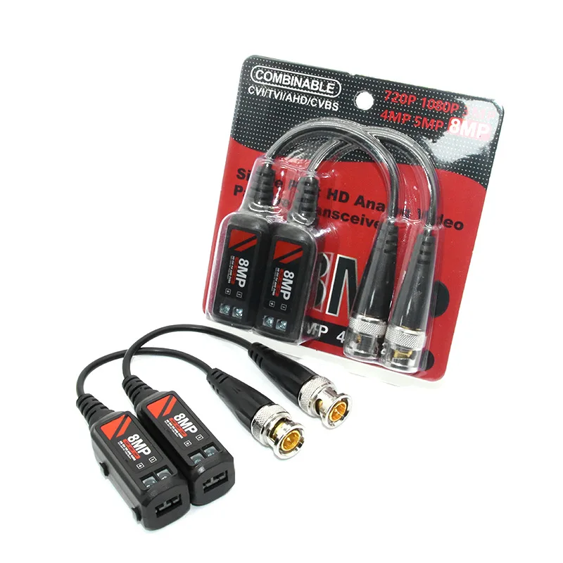 Twisted BNC CCTV Vídeo Balun, Transceptor Passivo, Suporte AHD, CVI, TVI, 8MP, Câmera 4K, Cat5e, Cat6, UTP Cable Conectores, 10 Pares