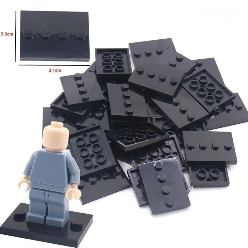 50PCS City Figures Stand 3X4 Dots Base Plate With 4 Knobs Display Holder DIY MOC Building Blocks Accessory Bricks Parts 88646