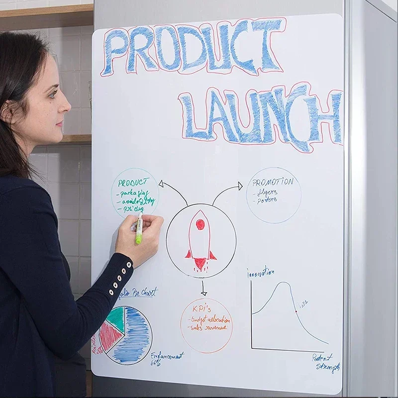 กระดานไวท์บอร์ดกระดานไวท์บอร์ดแม่เหล็กลบแบบแห้งขนาด A2สำหรับตู้เย็น (23.6 "x 16.5") พร้อมปากกาลบแบบแห้ง8อันและยางลบ1อัน