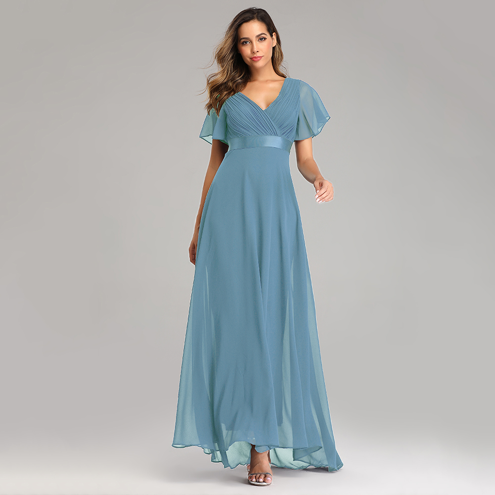XUCTHHC – Robe De soirée élégante en mousseline De soie, col en v, à volants
