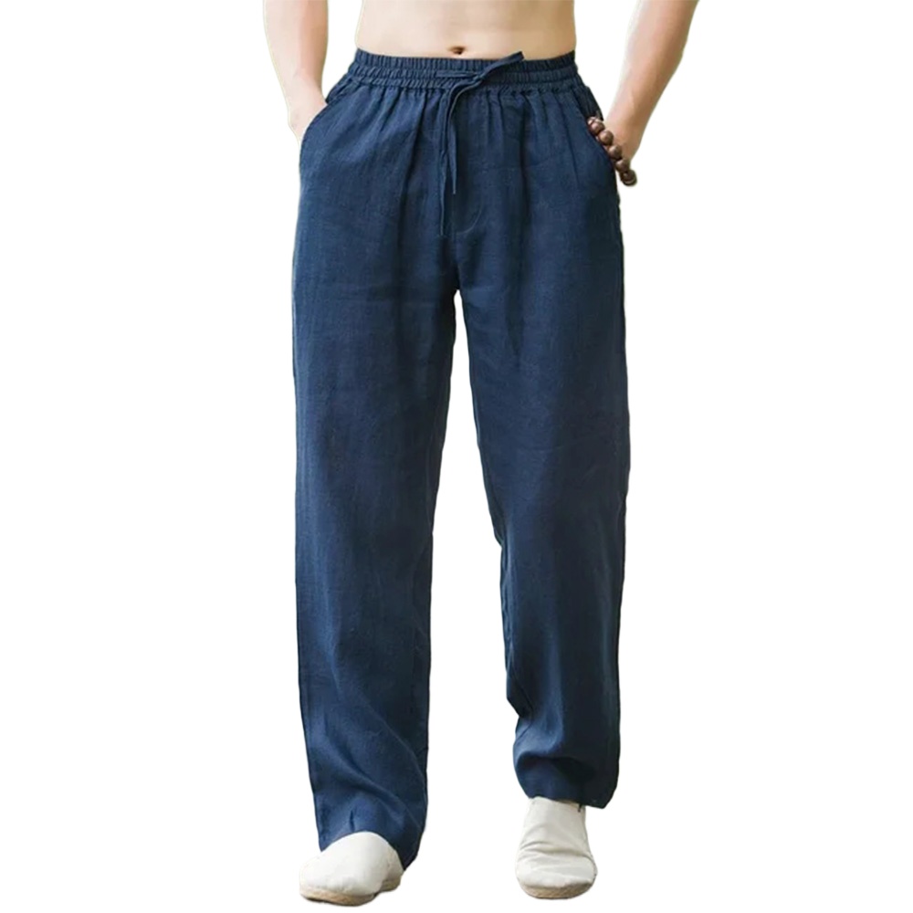Pantalones de playa para hombre, ropa de calle, pantalones de chándal de lino y algodón, pantalones casuales, vacaciones hawaianas, sueltos, largos de verano