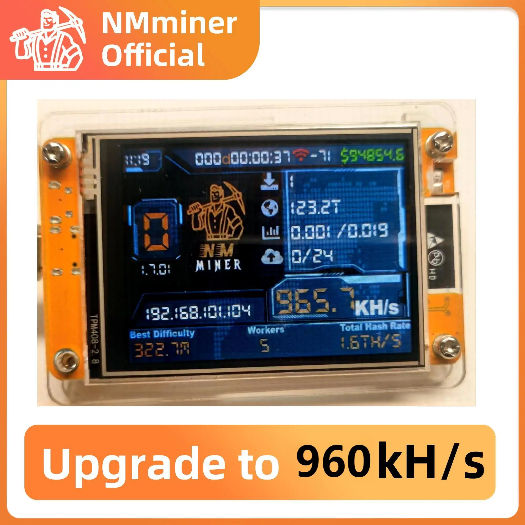 NMMiner ESP32 Series lepszy niż NerdMiner V2 Hashrate 1000KH/s Lucky Miner 2.8 calowy Smart Display BTC Crypto Solo Lottery S3 380KH/s