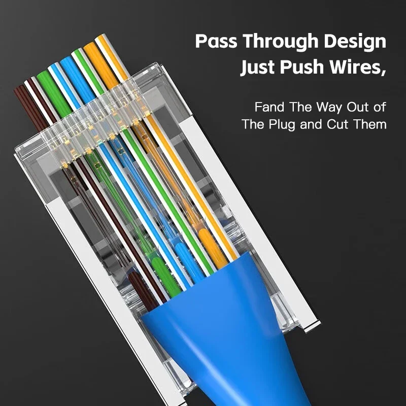 Cat6 Pass Through Shielded RJ45 Modular Plug Gold Plated 8P8C RJ45 Ends Network Connectors UTP STP For Solid Stranded Wires