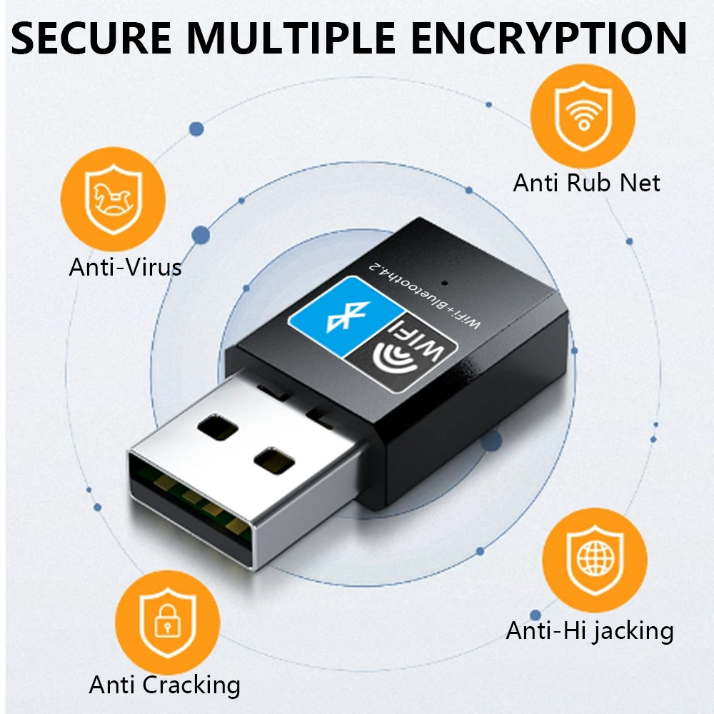 OPTFOCUS Wi-Fi адаптер 150 Мбит/с 802.11b g n ac USB Wi-Fi адаптер для ПК Win7 8 10 11 беспроводной Wi-Fi адаптер Bluetooth 4.2 Lan Card