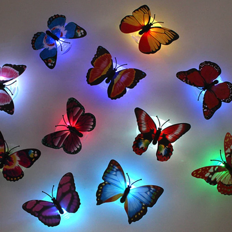 1 ~ 4 Uds. Luces nocturnas de mariposa 3D pegables, lámparas adhesivas de pared Led luminosas, luz decorativa DIY creativa, luz decorativa para el hogar