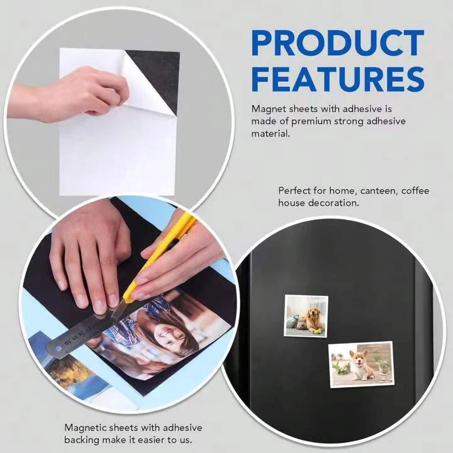 10pcs 인쇄 가능한 자석 시트 유연한 자석 시트 자동차, DIY 및 공예품 용 사진 및 그림 자석 용지 용 비 접착제