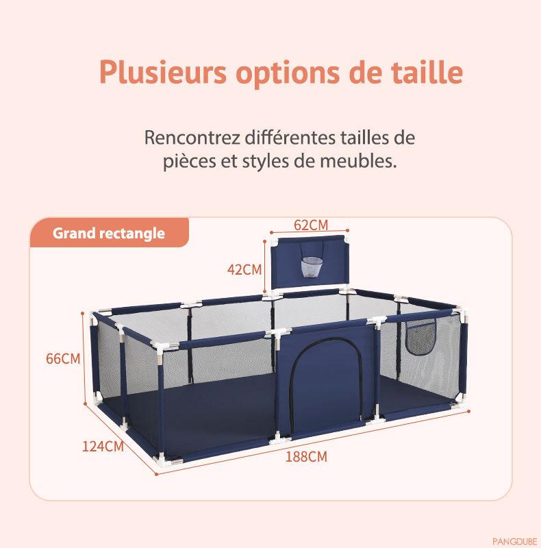 PANGDUpunBaby-Parc pour enfants, aire de jeux pour bébé, aire de jeux pour enfants de 6 mois à 6 ans, piscine à balles, clôture de sécurité intérieure
