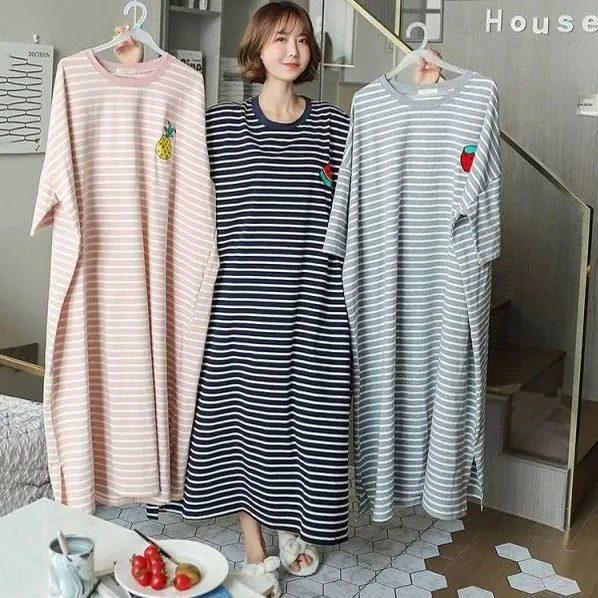 Pijamas de Verão Fs Soltos com Manga Curta Roupas de Casa tradas Csola de Estudante Maternidade Fibra de Poliést...