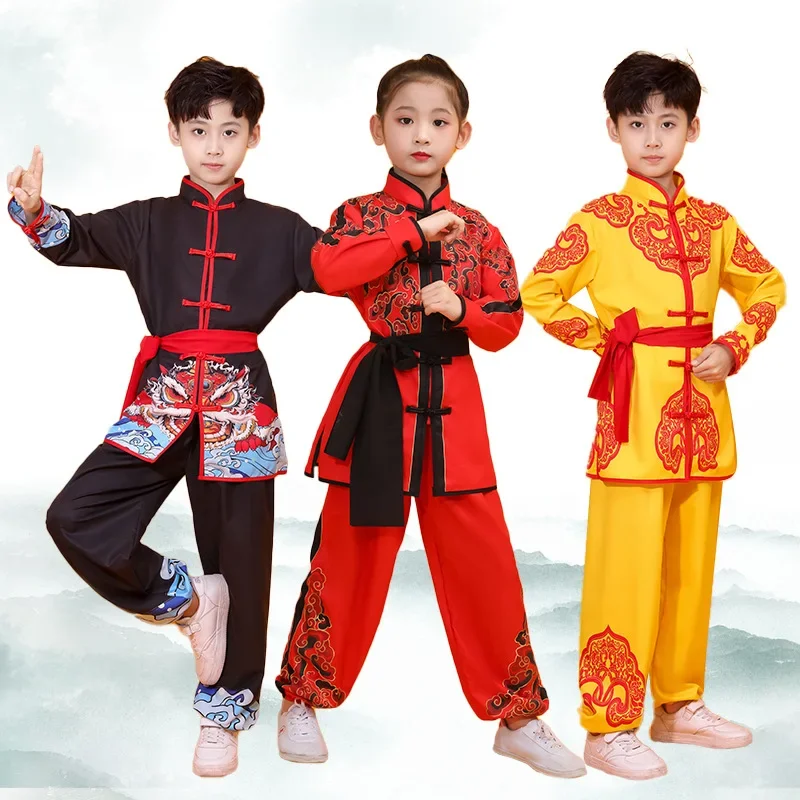 ผู้ชายผู้หญิงจีน Kung Fu ชุดดําเนินการเด็กชุด Tai Chi เด็ก Wushu ชุดเด็กศิลปะการต่อสู้เครื่องแต่งกายสาวชุดเสื้อผ้าเด็ก