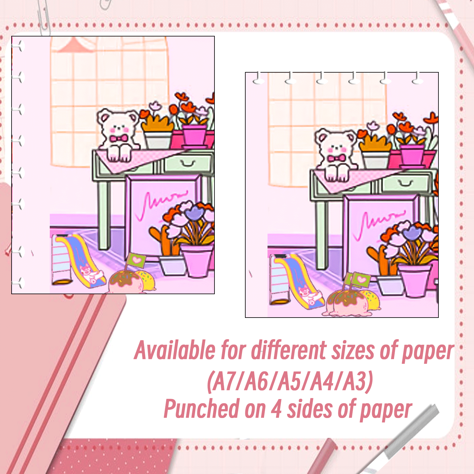 Binder Planner Puncher Board 3 2 Holes Mushroom Border Hole Puncher decor lace edges paper cutter for scrapbooking card making