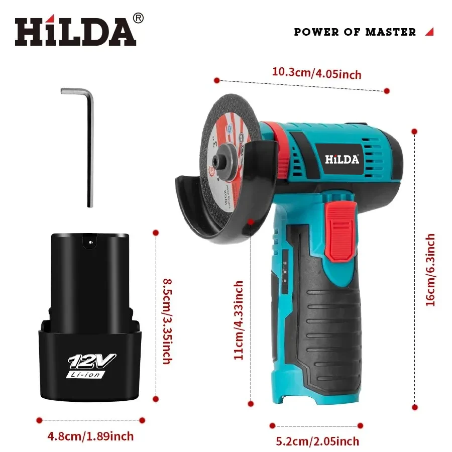 HiLDA 12V/3 Pouces Lithium Électrique Angle Grinder Mini Petit Ménage De Poche Machine De Découpe Polissage Machine