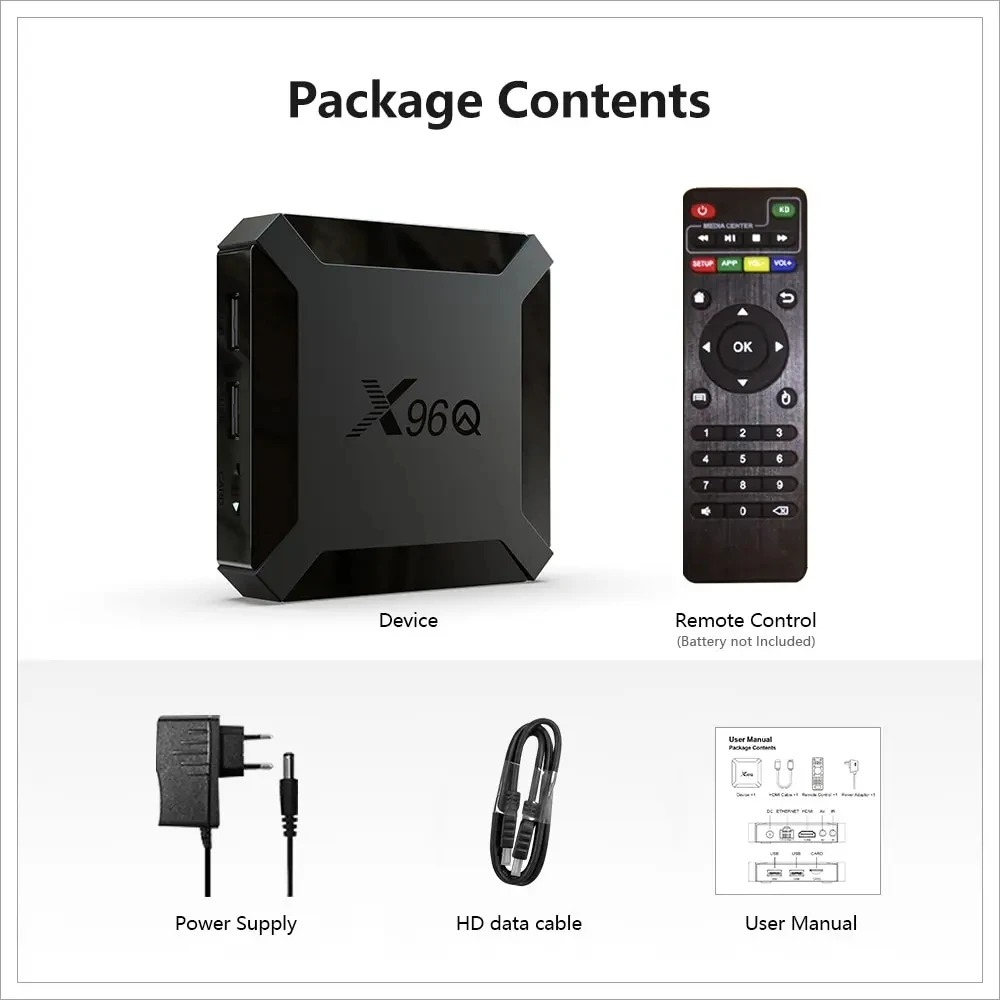 안드로이드 10 TV 박스 올위너 H313 쿼드 코어 4K 스마트 TV 박스, 와이파이 유튜브 넷플릭스 다국어 스트리밍 미디어 플레이어, X96Q, 2GB, 16GB
