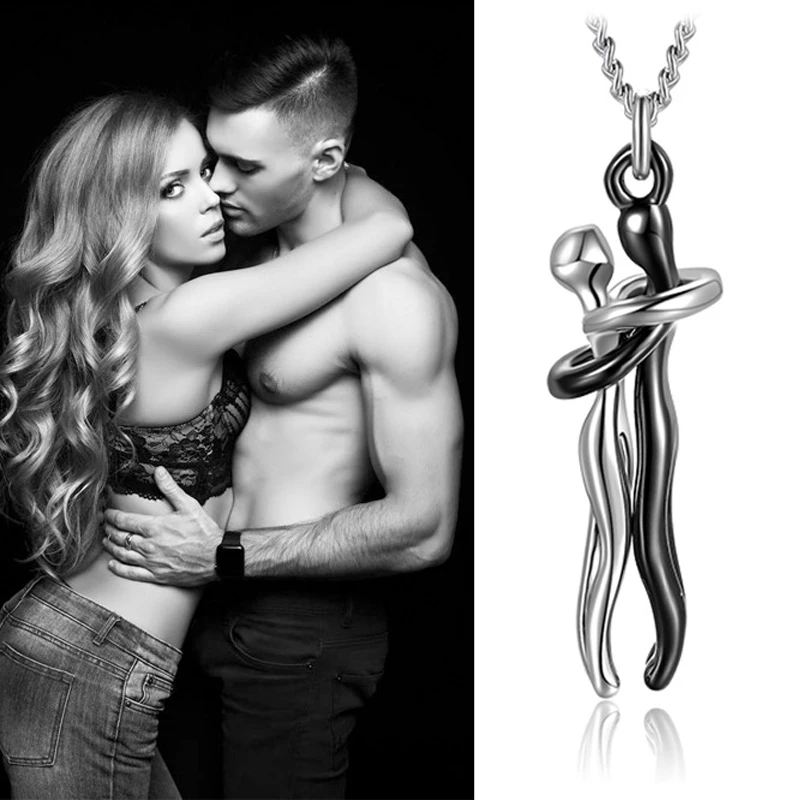 Colgante de pareja envolvente de Hip Hop para mujeres y hombres, collar de abrazo para amantes del Punk, joyería de promesa, regalos de fiesta, nueva moda
