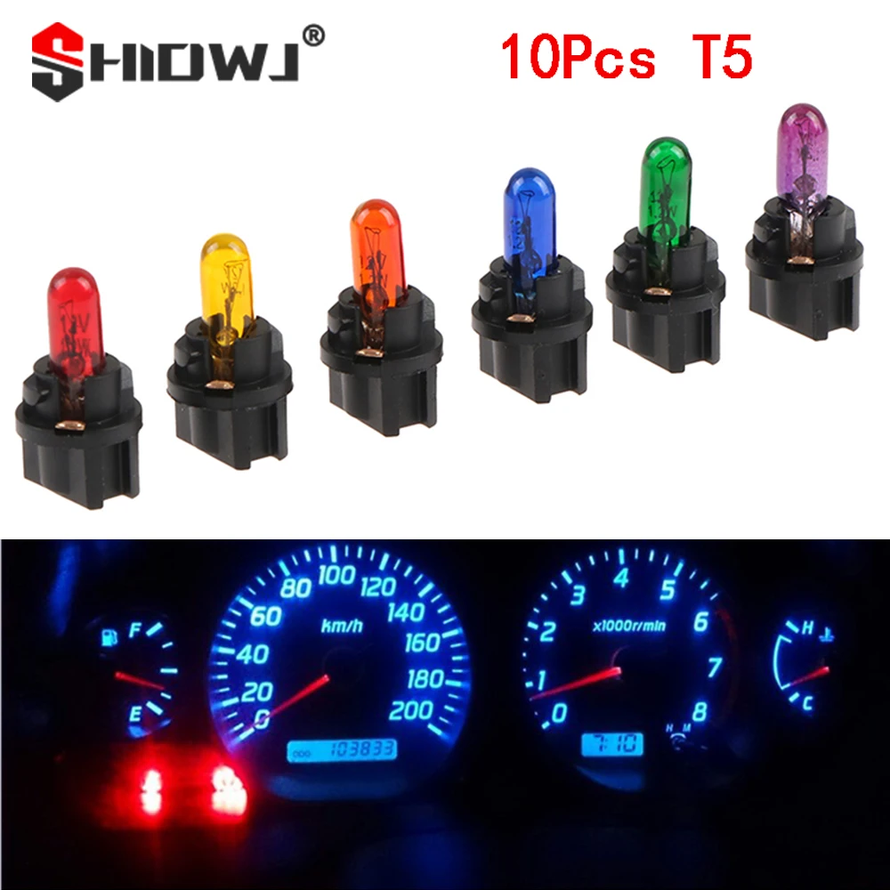 Luz LED T5 SMD para coche, diodo emisor de luz para automóvil, indicador de instrumentos, bombillas para salpicadero, lámpara indicadora Interior automática, 10 Uds.