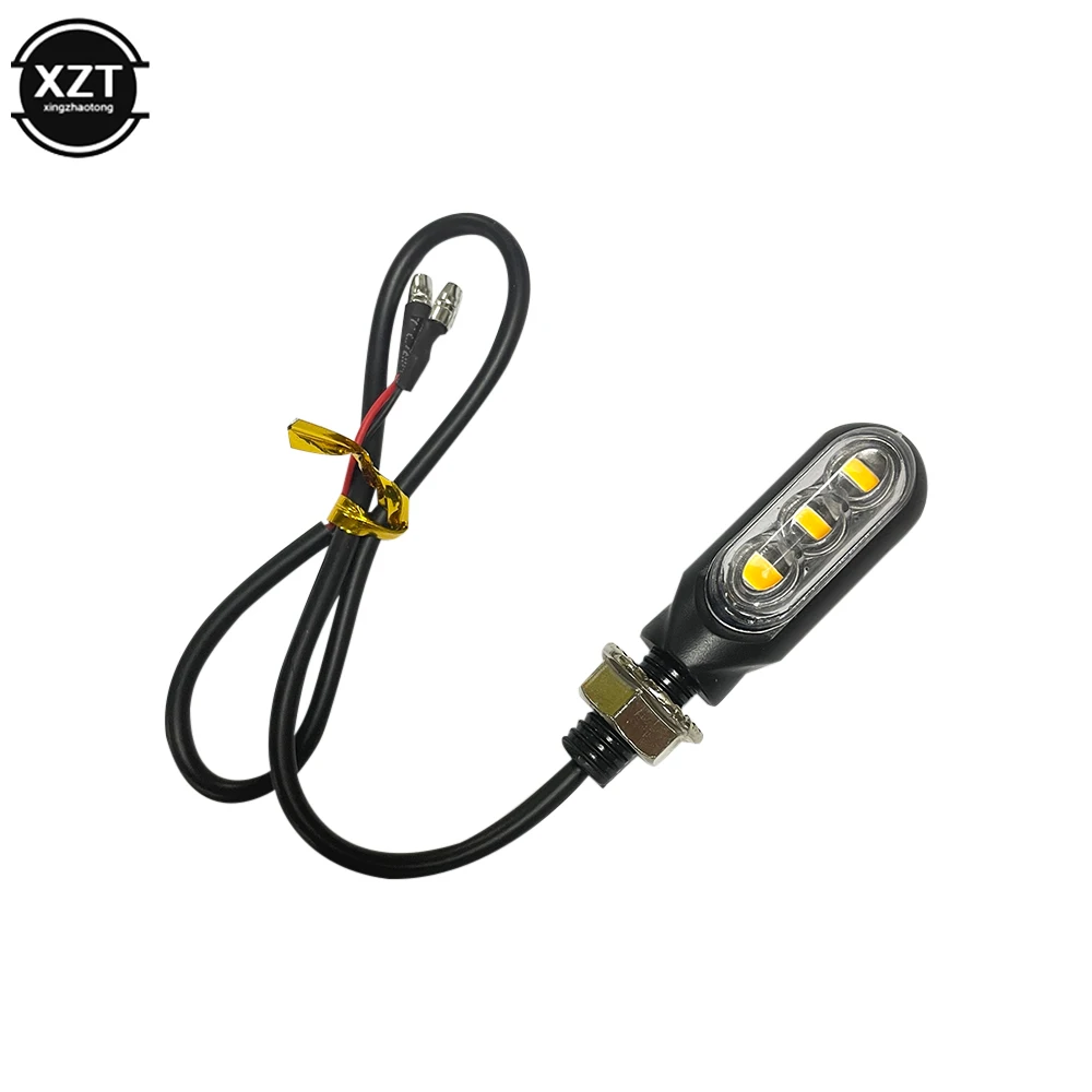2PCS Universal 12V 3Led Mini Motorcycle LED Turn Signal Lamp Flash Indicator Lights Amber Running Light