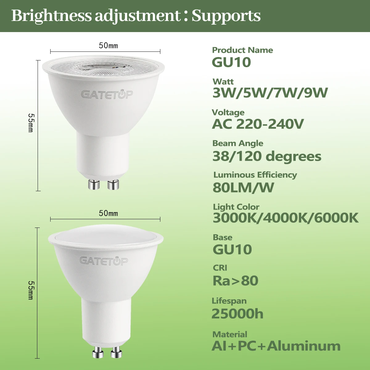 5/8/10/12pcs Dimmable GU10 Led Spotlight 220V Warm light 3000K 4000K 6000K Dimming Bulb Replace 50W halogen lamp home derection
