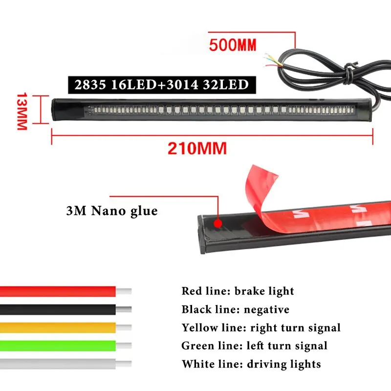 Luz de freno de motocicleta 2835 3014 lámpara de cola universal SMD accesorios universales para coche