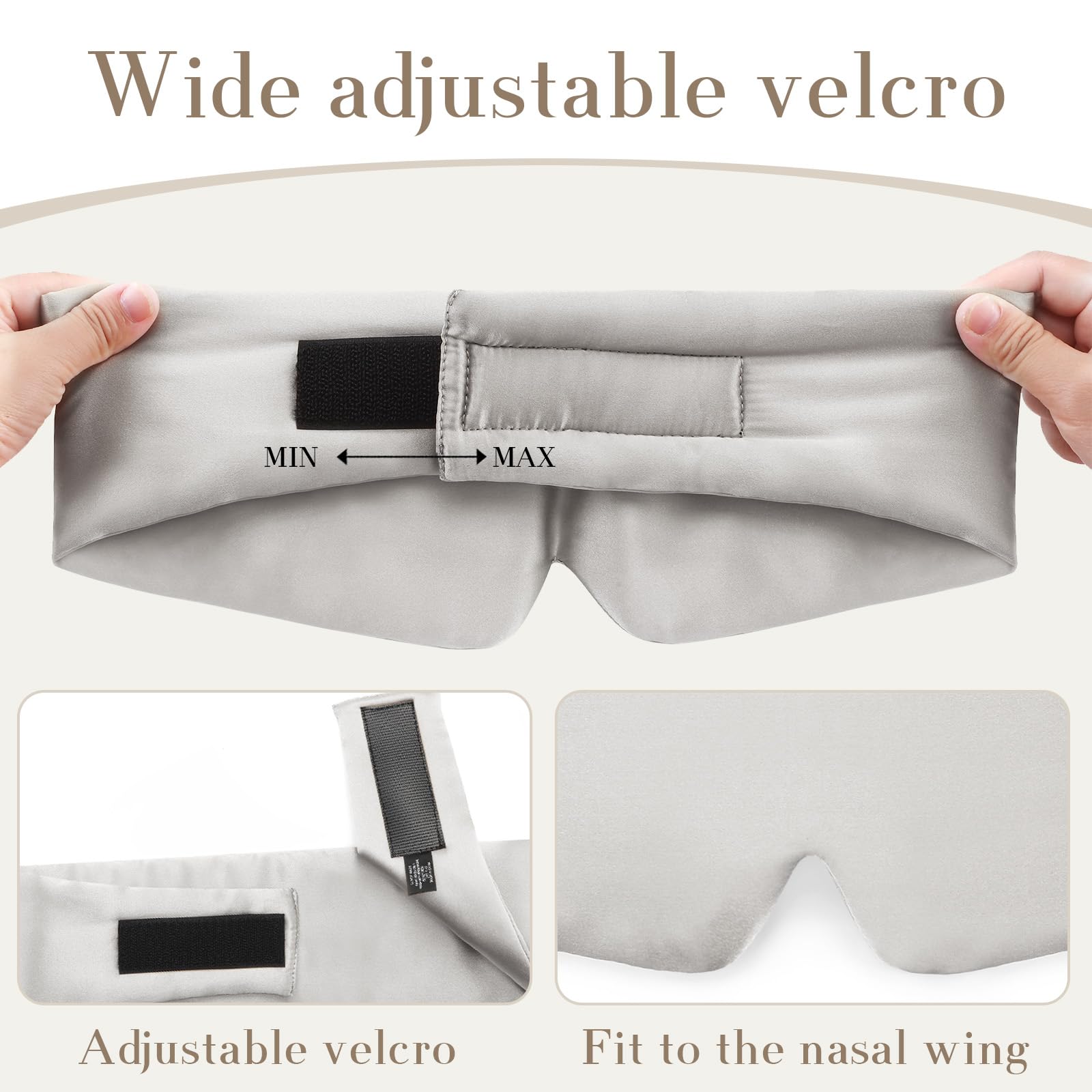 Verstelbare Zijden Slaapmasker Voor Zijslaper, Oogmasker Slapen Voor Dames 100% Pure Moerbeizijde, Zijden Oogbedekking Om Te Slapen