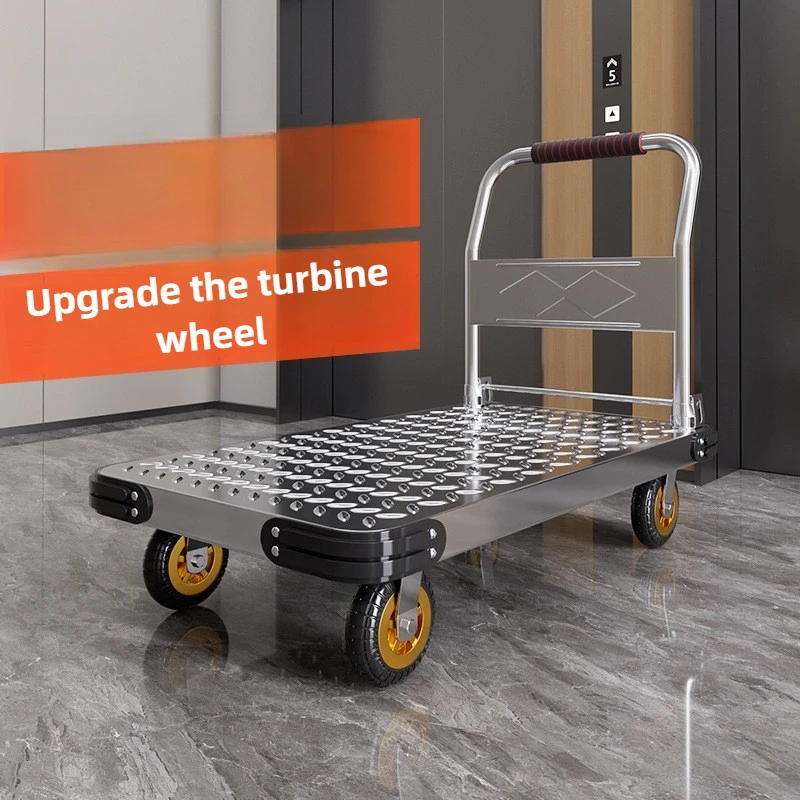 Foldable trolley for carrying goods, foldable portable thickened trailer, express delivery trolley, warehouse handling trolley