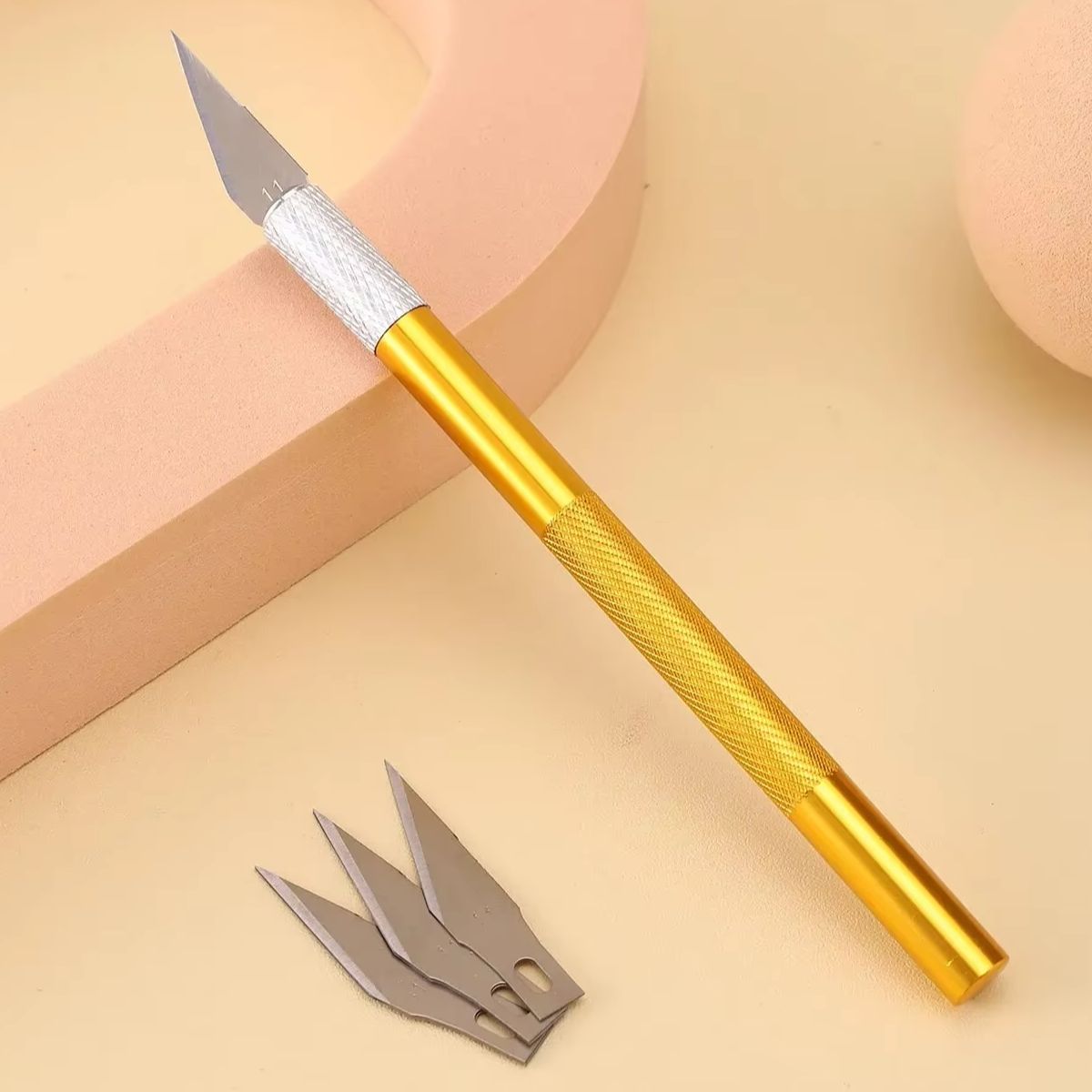 Engraving Craft Knife Non-Slip Metal Scalpel Carving Knife Craft Hobby Gold/Silver Color Utility Knife Stationery Art Supplies