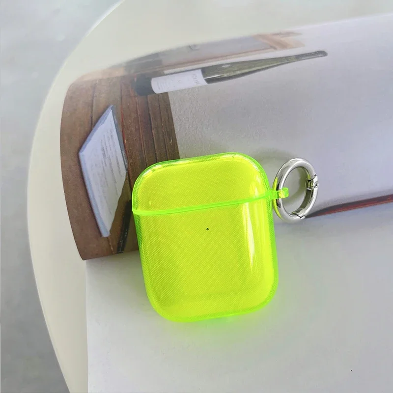 Funda fluorescente para auriculares de Color caramelo para Apple AirPods Pro 3 Air Pods 4 2 1 funda protectora transparente de TPU suave y transparente