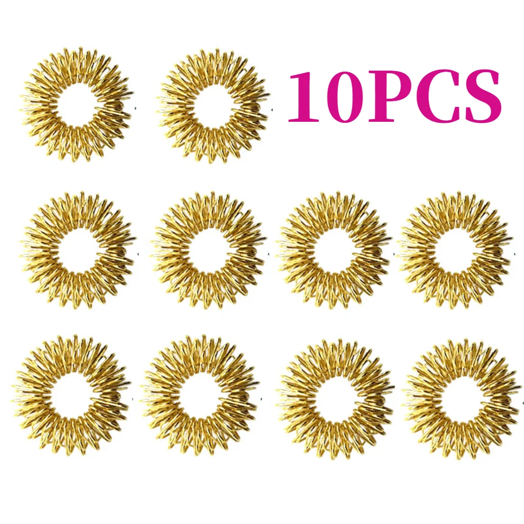 10 ピース/パック指圧リングスパイキー感覚指輪セット十代の若者たち大人ストレス軽減マッサージャーストレスリリーフフィジェットおもちゃ