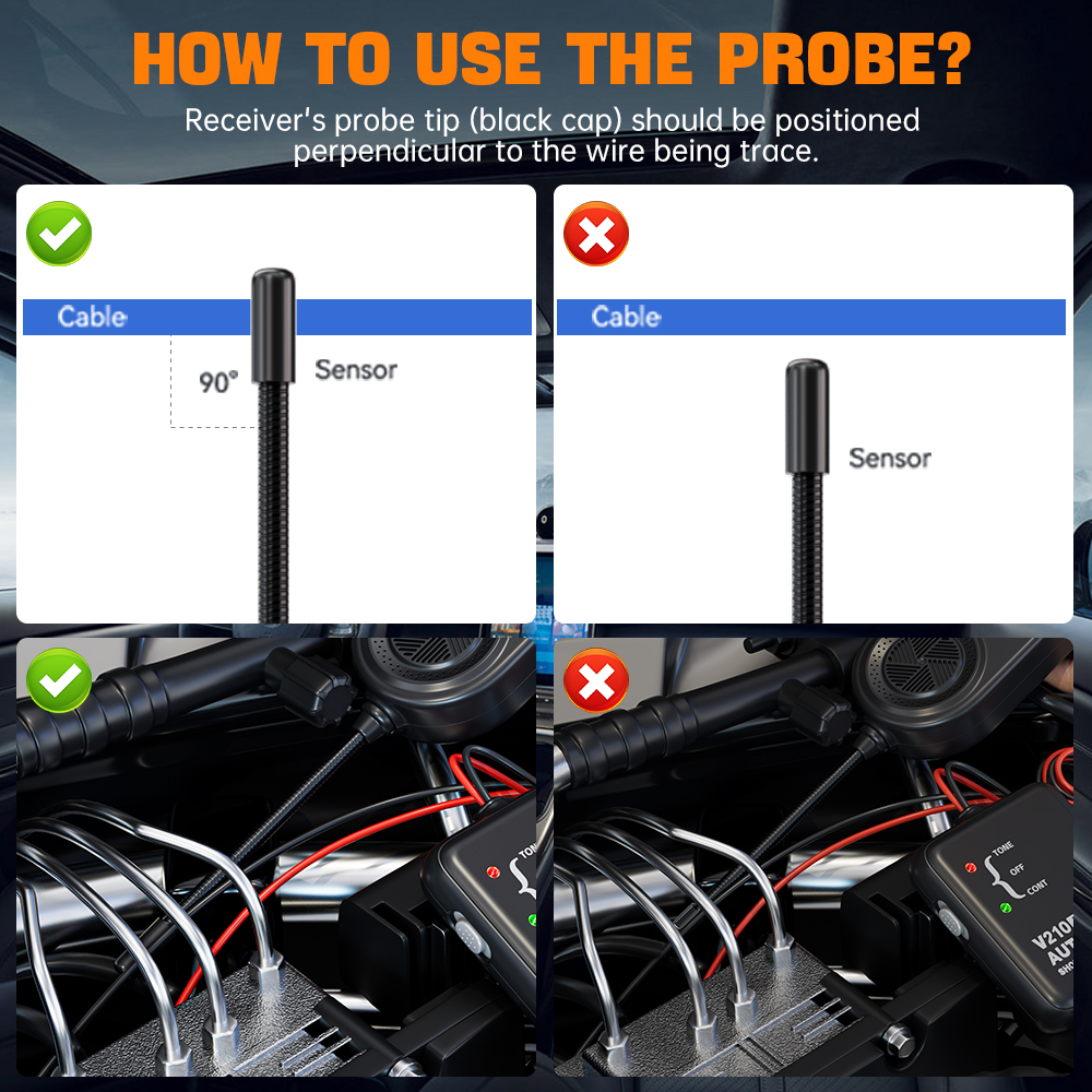 VDIAGTOOL V210 probador de circuito automotriz Cable de reparación de automóviles rastreador de cables de circuito analizador 6-42V comprobador de buscador abierto corto