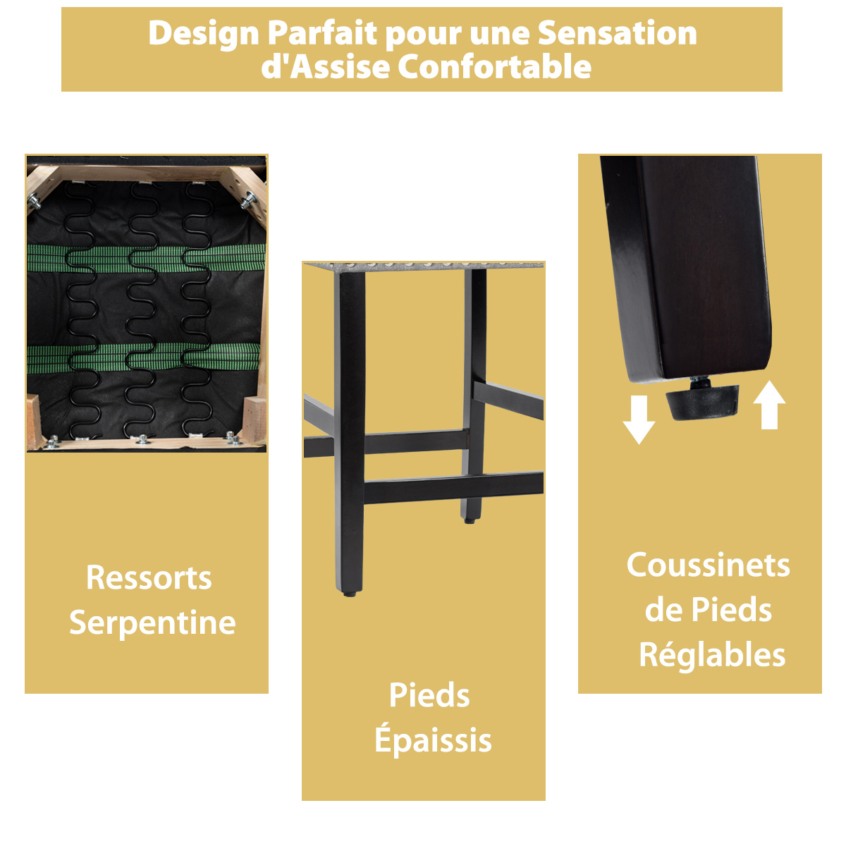 Chaises Salle Manger Lot de 2, Tabouret de Bar en Lin Rembourrées avec Haute Dossier, Pieds en Bois d'Hévéa, Design Rivets, Hauteur d’Assise 45 Cm, Fauteuil Salle a Manger pour Cuisne, Salon
