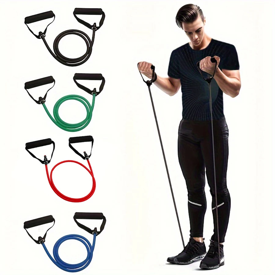 1 unidad de bandas de resistencia de 4 niveles con asas para entrenamiento en casa y entrenamiento de fuerza, perfectas para equipos de yoga, pilates y fitness