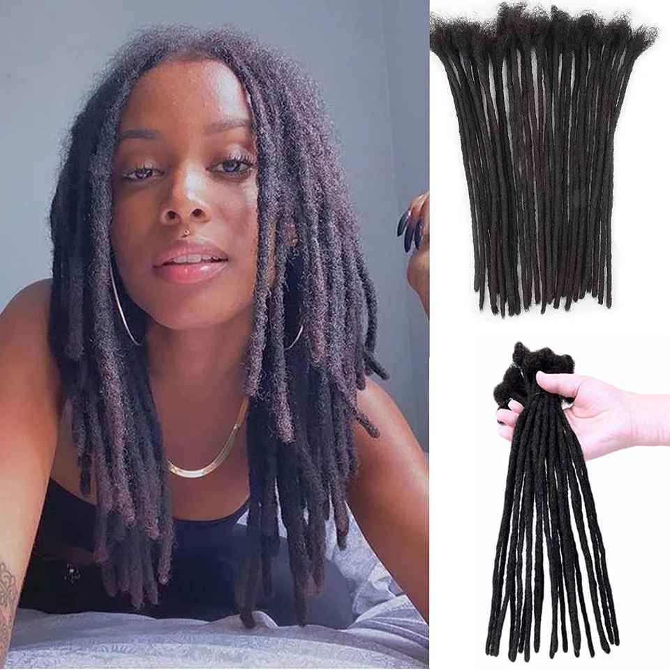 Echthaar Dreadlocks Extensions brasilia nische Echthaar Locks Extensions hand gefertigte Dreadlocks für Frauen/Männer 8-24 Zoll