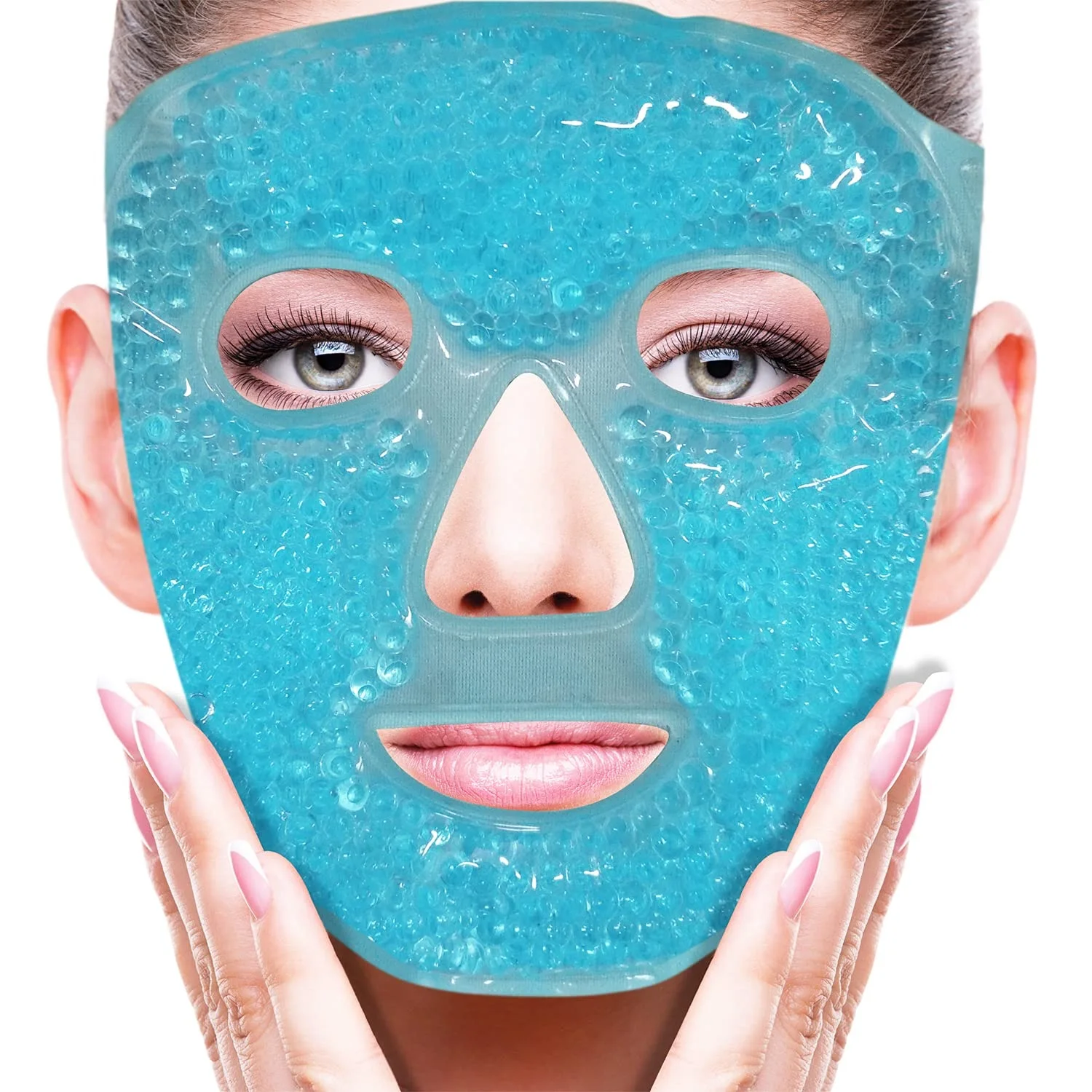 Máscara de gelo de massagem facial completa, compressa quente e fria, gel de resfriamento, máscara facial, máscara facial, pacote de gelo, rosto de dormir, spa