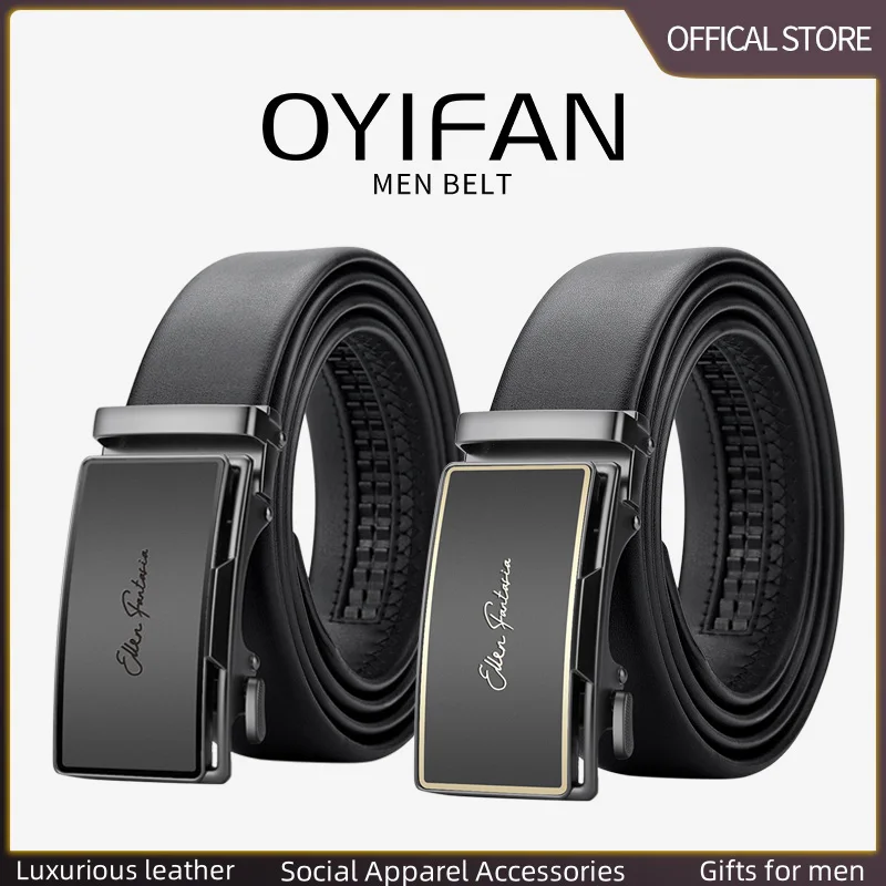 OYIFAN Herrengürtel Echtledergürtel für Herren Legierungsschnalle Ratschengürtel Herren Designergürtel Automatische Gürtel  soi