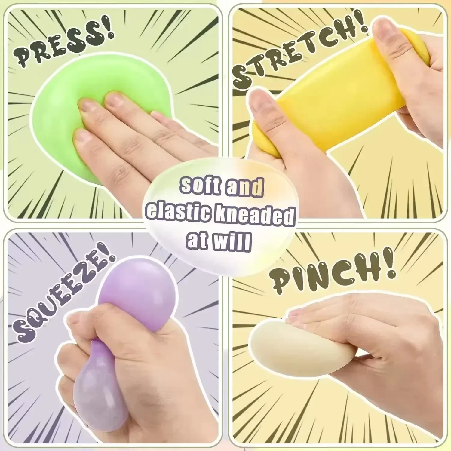 สีสัน Dumpling ลูกความเครียด Fidget Sensory ของเล่นบีบ Dough Ball ความเครียดบรรเทามือของเล่น Bun อาหาร Steamer ยืดโต๊ะ