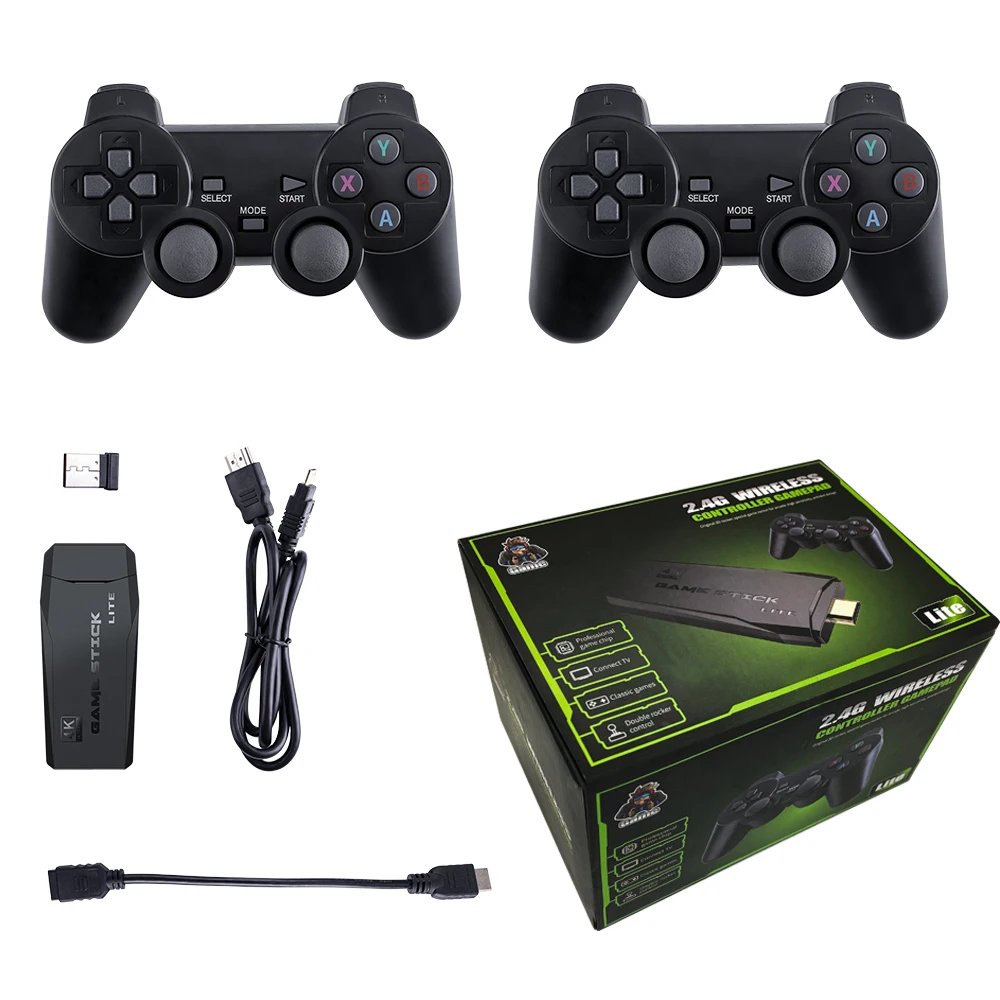 Portable Retro Game Console 20000 Games 64G Built-in 2.4G Wireless for GBA/FC/PS1/MD 4K HD Dendy Video Game Stick