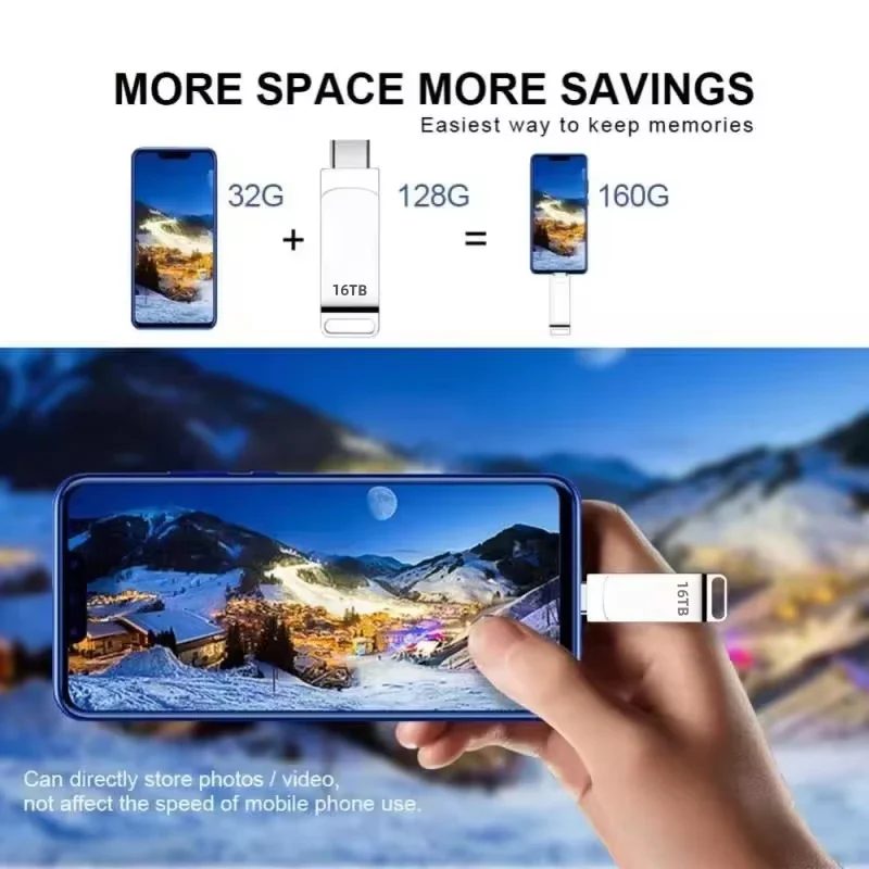 16TB USB 3.2 Flash Drives High Speed Transfer Metal Pendrive Memory Card Pendrive Flash Disk Memoria Waterproof Stick