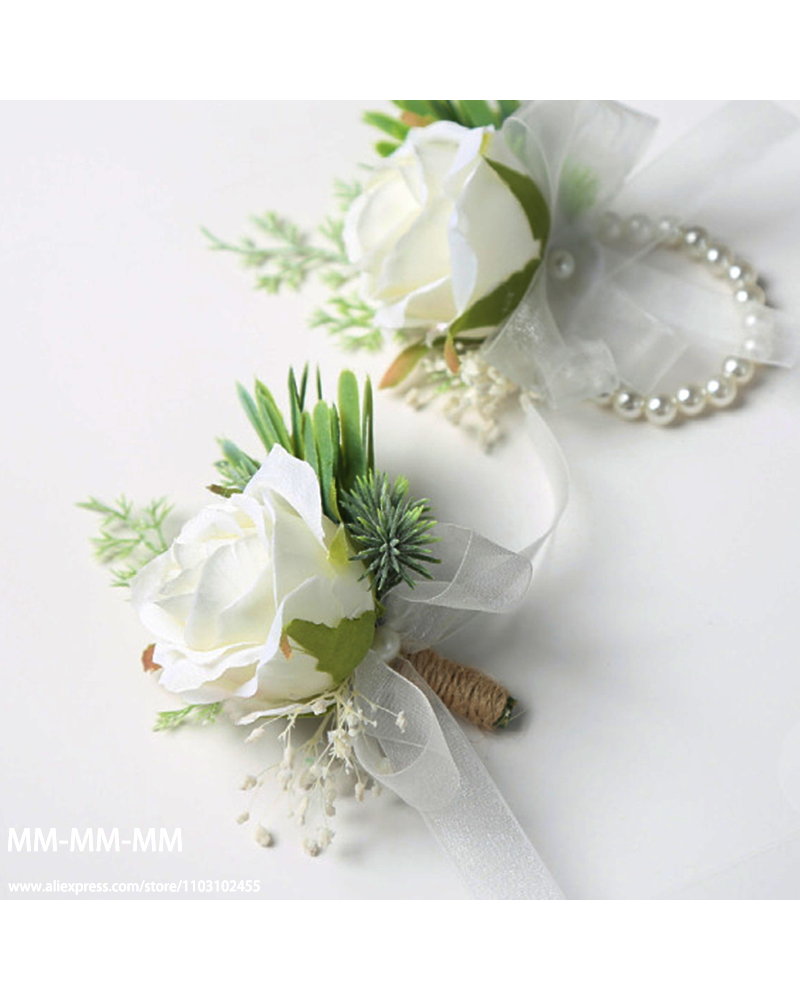 MM Boutonniere And Waist Corsage Set For Wedding for Man Bridegroom Groomsman Silk Flower Decoration Marriage  Accessories