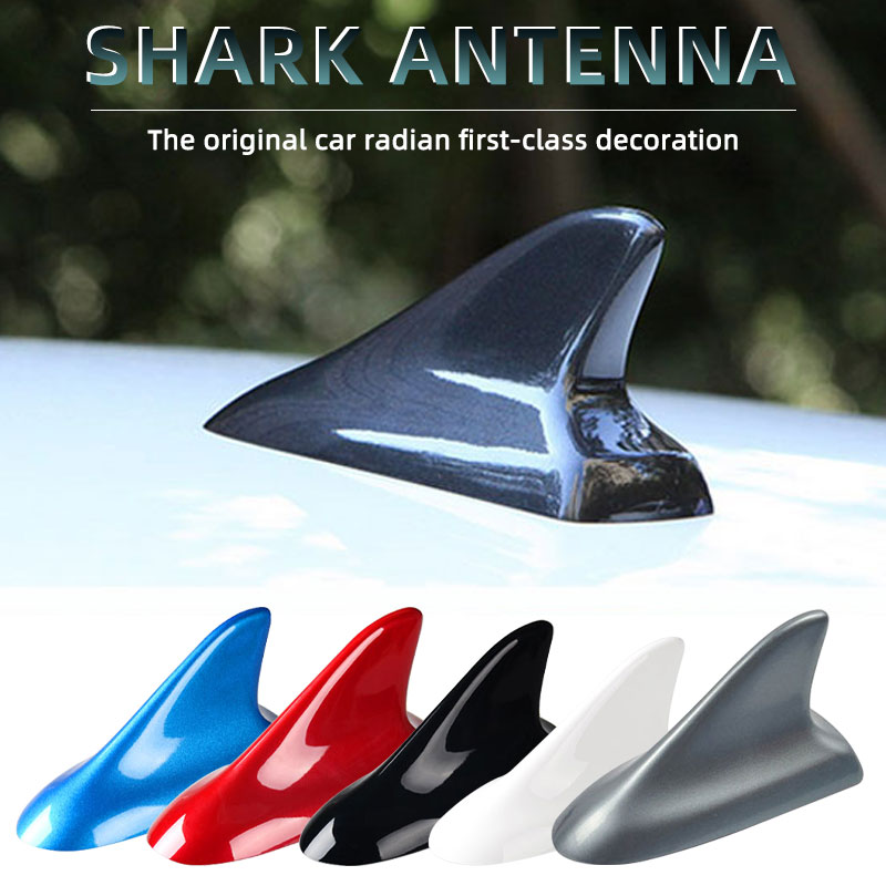 Antena de rádio universal para carro, à prova d'água, barbatana de tubarão, antena decorativa com base de fita adesiva com função de rádio fm/am, 1 peça
