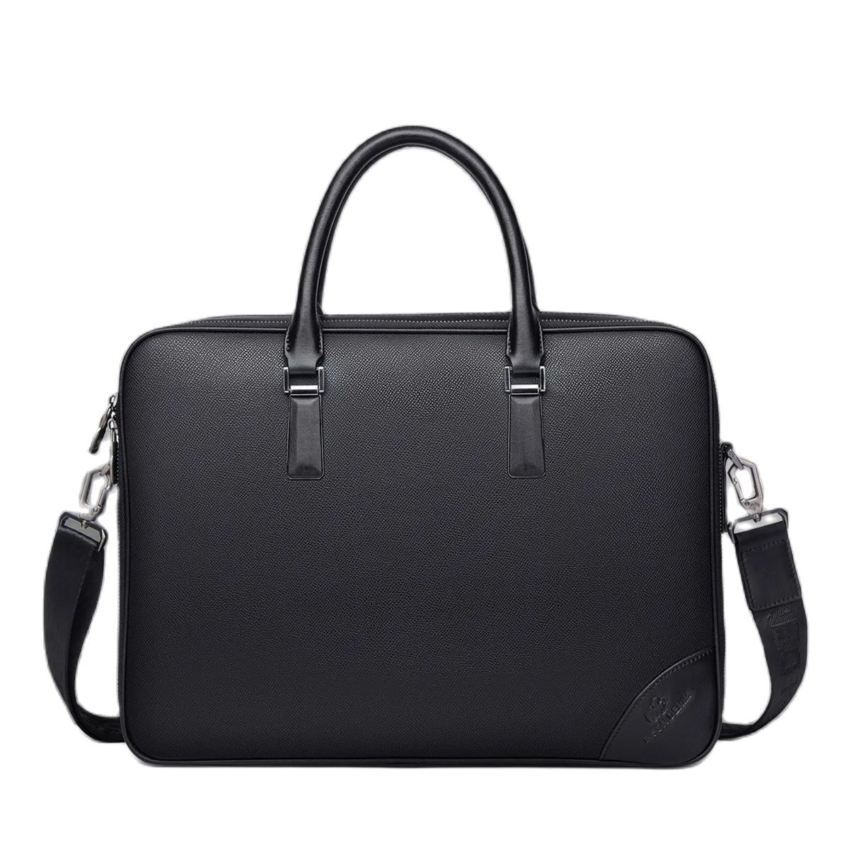 BISON DENIM-maletín de piel de vaca de gran capacidad, bolso de hombro para trabajo de negocios, bolso de mano para ordenador portátil, bandolera