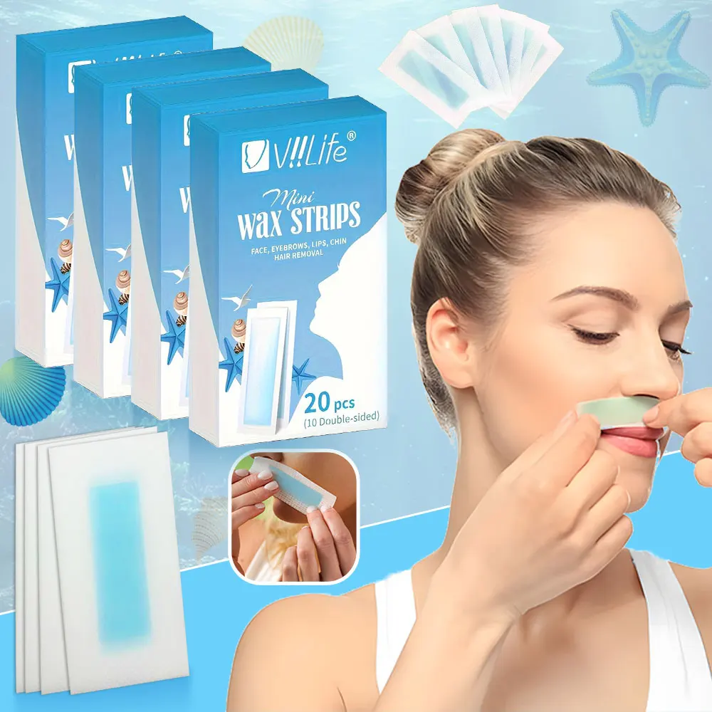 20/40 Uds. Tiras de cera para labios faciales para cara, barbilla, labio superior, mandíbula, cejas, depilación de barba