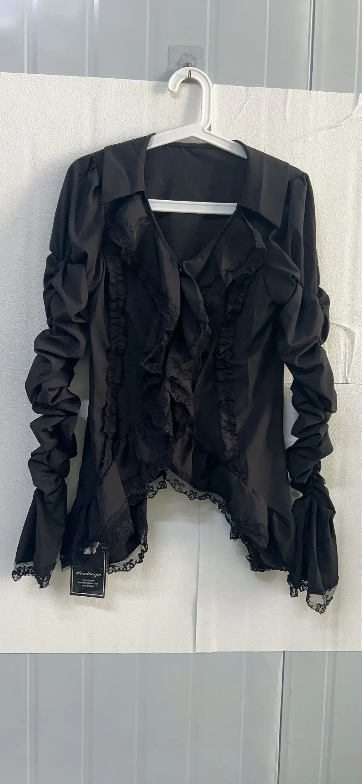 ヴィンテージ V ネック黒シャツ女性春秋の新スリムウエストフリルブラウス Y2k グランジ長袖 Blusas Mujer