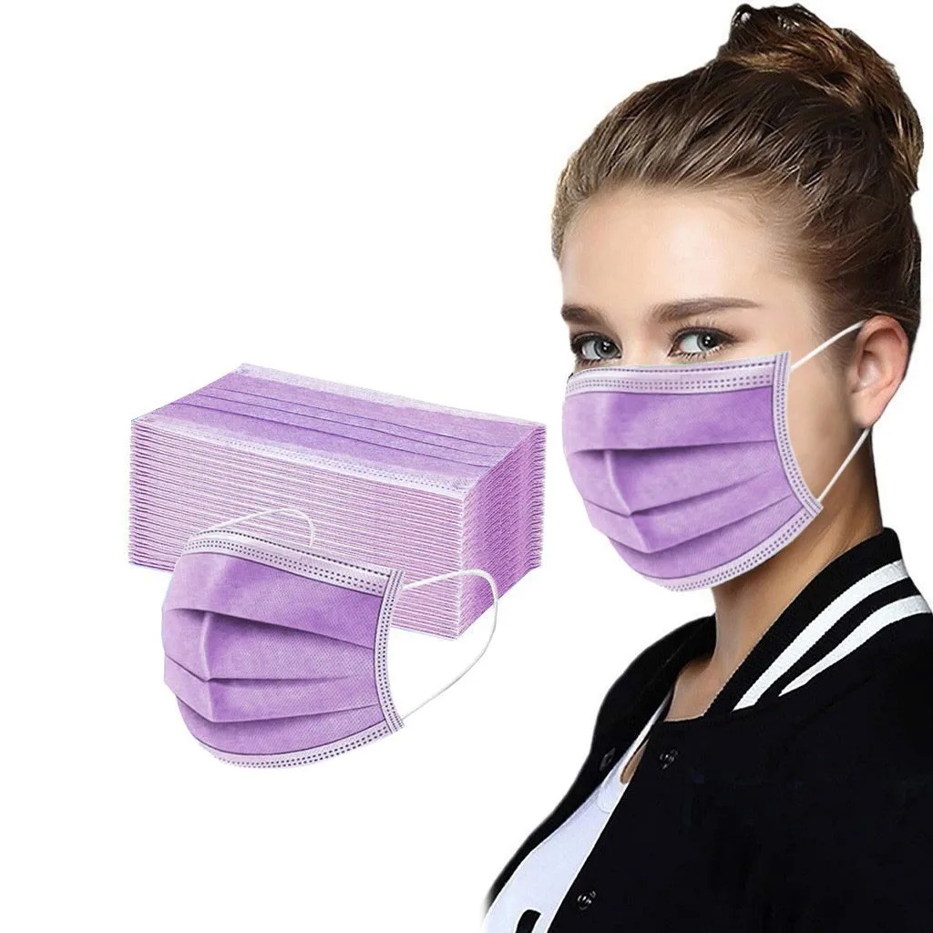 50 PCS Mulheres Homem Máscara Sólida Máscara Facial Descartável 3Ply Ear Loop Anti-PM2.5 Máscara
