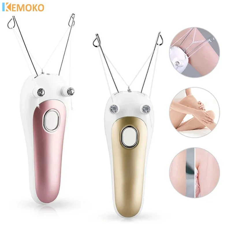 Depiladora de pelo eléctrica para mujer, utensilio para eliminar el vello Facial, hilo de algodón, depiladora Facial, maquinilla de afeitar, cara, pierna, brazo, removedor de vello