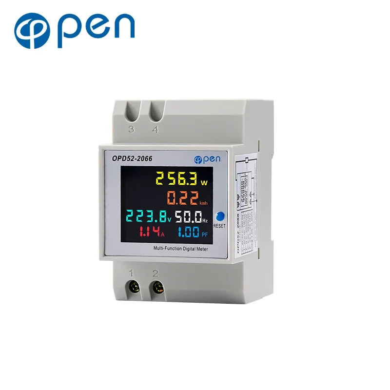 D52-2066 6IN1 din rail AC monitor 110V 220V 100A Voltage Current Power Factor Active KWH Electric energy Frequency meter VOLT AM