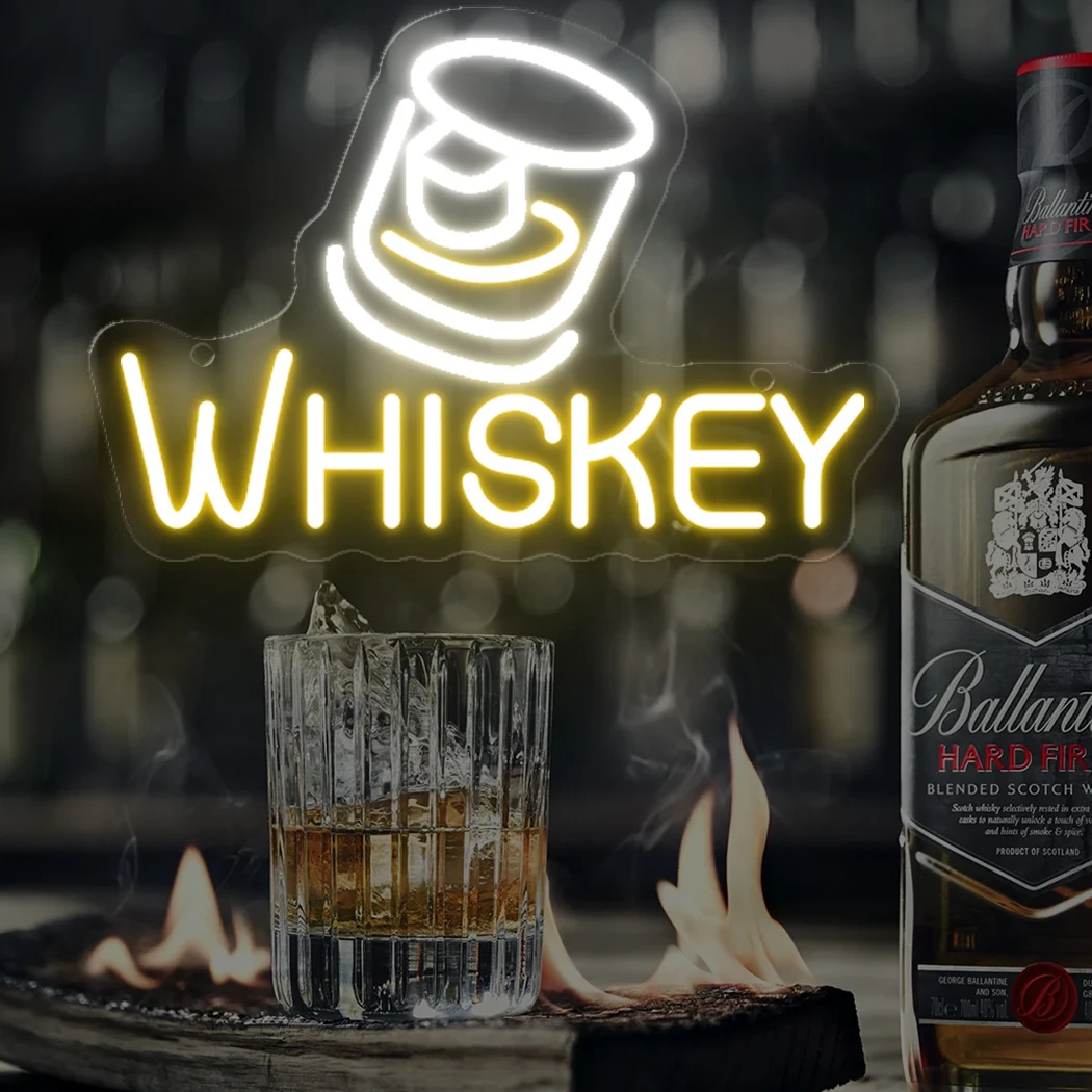 Whisky Bar Insegne al neon Luce a led Bar per la casa Festa Ristorante Birra Bevanda Cafe Bistro Club Room Appeso Decorazione della parete Insegna Lampada USB